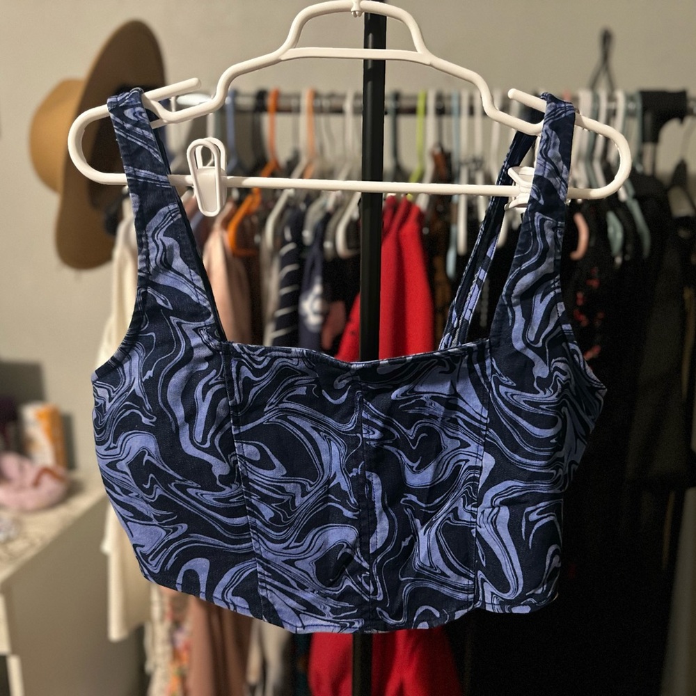 Cropped tank-top, Derek Heart blue jean top, size XL